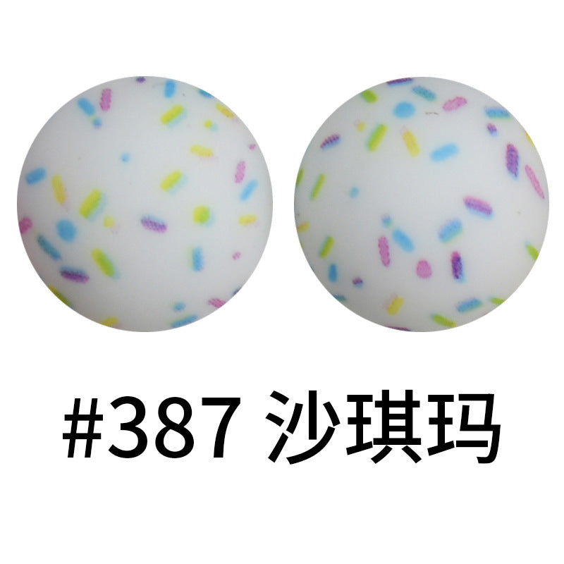 Wholesale 50pcs 16mm Print Silicone Beads Colorful Silicone Water Transfer Beads
